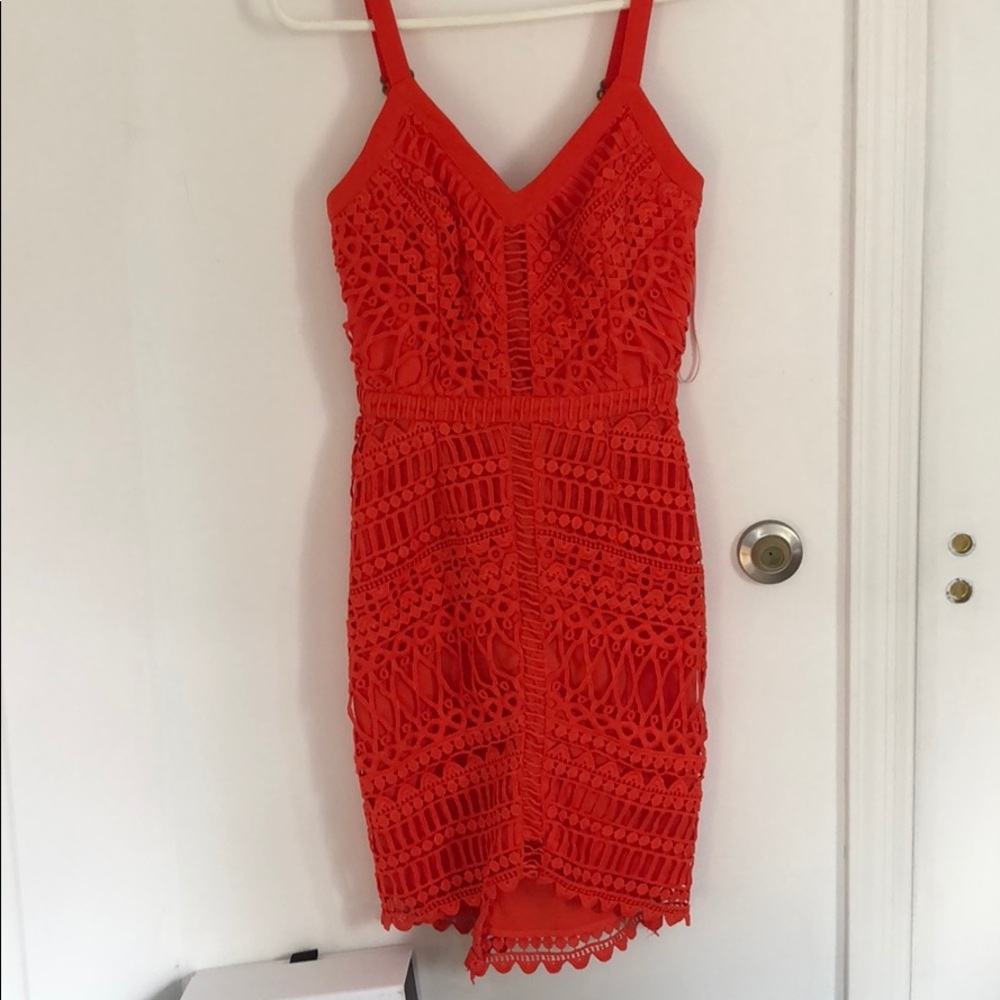 Red orange lace dress